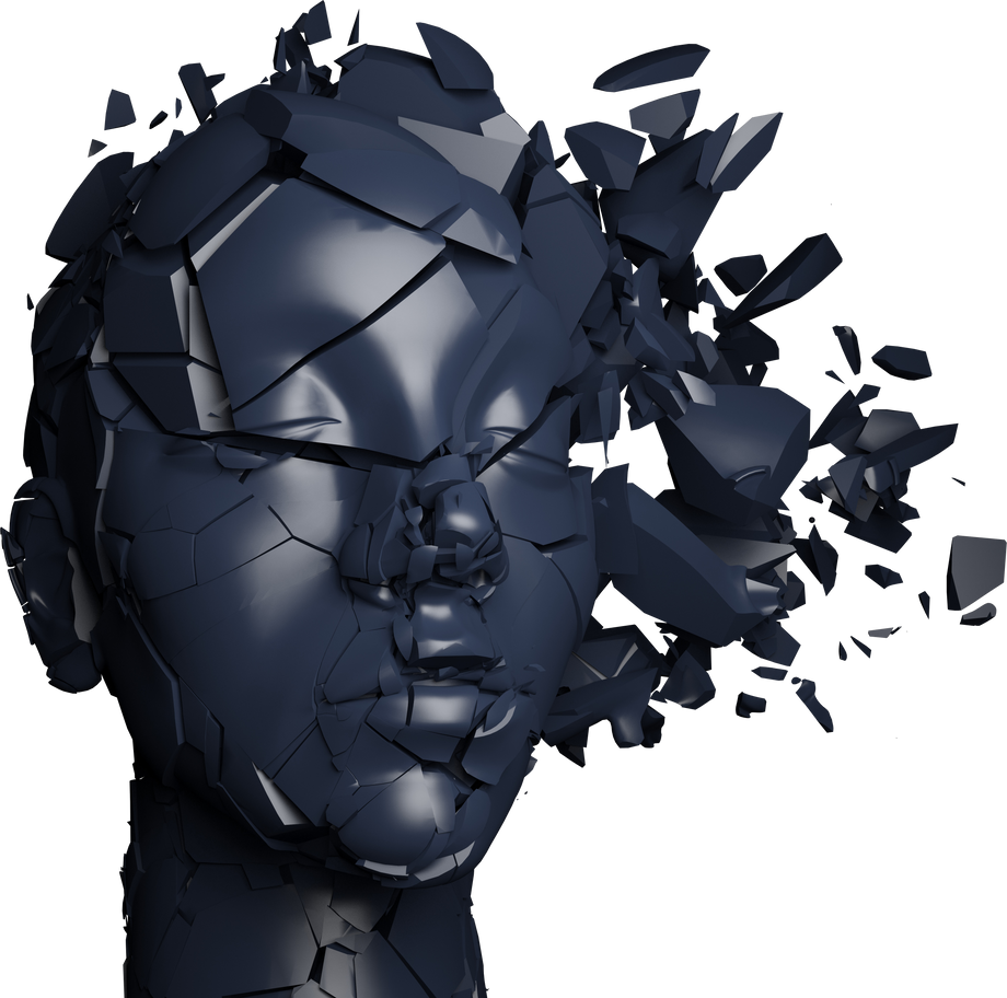 Shattering 3D Head Sculpture